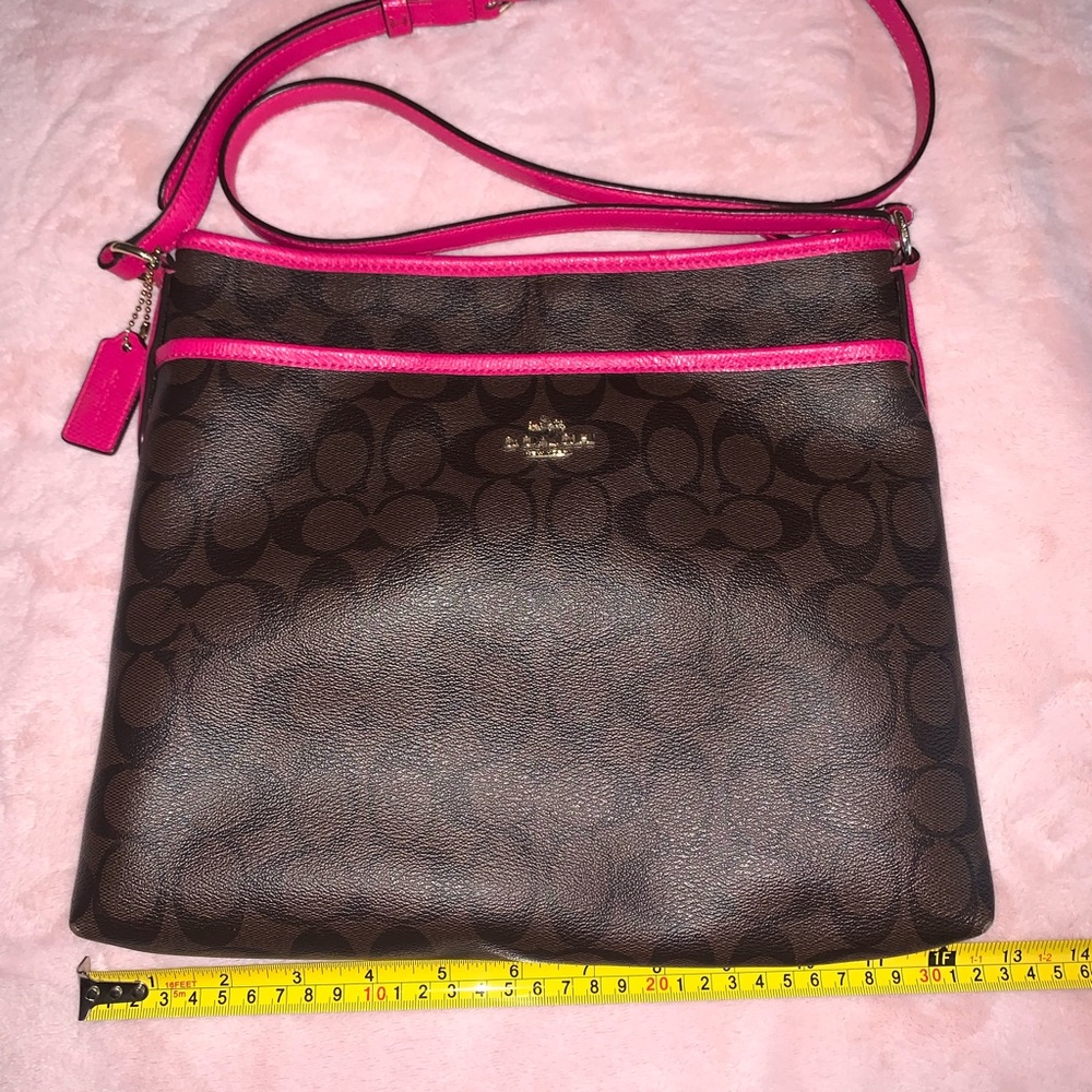 Coach Signature Brown and Pink Crossbody Bag
